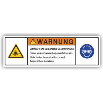 Maschinenschild, Laserstrahlung, nach DIN ISO 3864-2, Folie, 200x64 mm