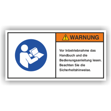 Maschinenschild, Handbuch lesen, nach DIN ISO 3864-2, Folie, 105x52 mm