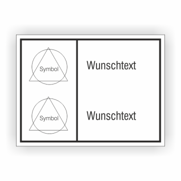 Kombischild mit zwei Symbolen+Text, individuell, Folie,