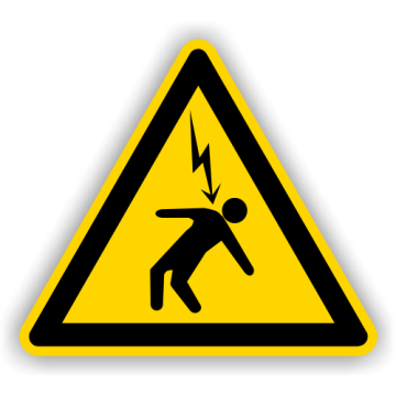 Warnschild, Warnung vor überschlagender Spannung, praxisbewährt, Aufkleber, Folie, SL = 200 mm