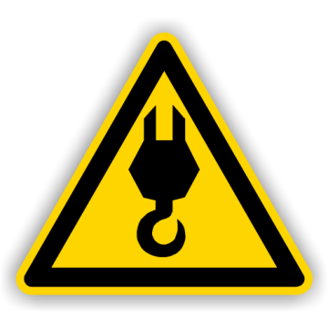 Warnschild, Warnung vor Kranhaken, praxisbewährt, Aufkleber, Folie, SL = 200 mm