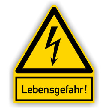 Warnschild, Lebensgefahr! Symbol gem. ISO 7010