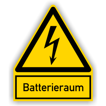 Warnschild, Batterieraum,