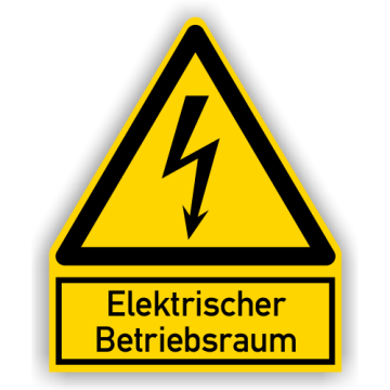 Warnschild, Elektrischer Betriebsraum, mit Hinweistext