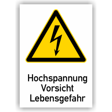 Warnschild, Hochspannung Vorsicht Lebensgefahr, ISO 7010
