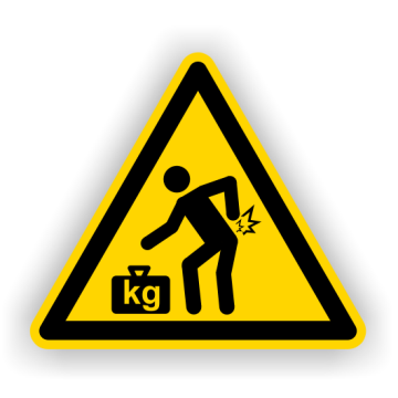 Warnschild, Warnung vor schwerer Last, praxisbewährt, Aufkl. auf Bogen, Folie, SL = 50 mm