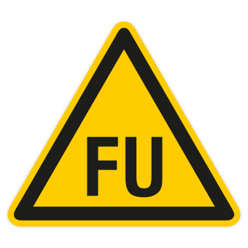 Warnschild, FU, Warnschild für Betriebsmittel mit Frequenzumrichter, Aufkleber, Folie