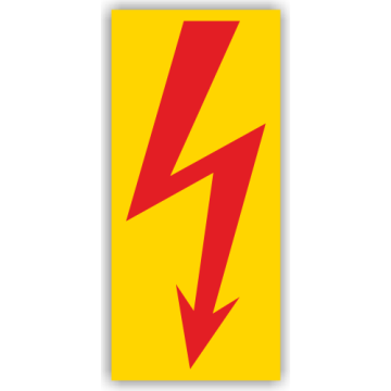 Warnschild, Warnung vor Spannung, Pfeil rot, praxisbewährt, Aufkleber, Folie