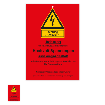 Warnschild, Achtung Hochvolt-Spannungen sind eingeschaltet, 148 x 210 mm
