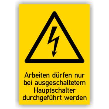 Warnschild, Arbeiten n. b. ausgesch. Hauptschalter ISO 7010, Aufkleber, Folie, 297 x 210 mm