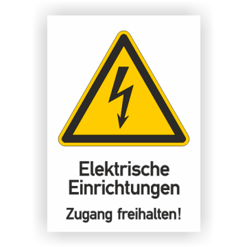 Warnschild, Elektrische Einrichtungen, ISO 7010, Aufkleber, Folie, 131 x 185 mm