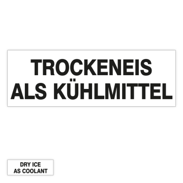 Gefahrgutetikett Trockeneis als Kühlmittel, 150 x 50 mm, verschiedene Varianten