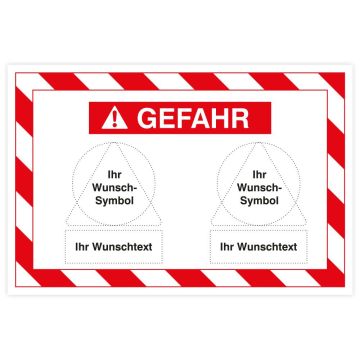 Kombi-Gefahrenschild mit Signalwort GEFAHR individuell, verschiedene Materialien u. Größen