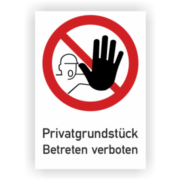 Verbotsschild, Privatgrundstück Betreten verboten ASR A1.3, Aluminium, 262 x 371 mm