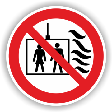 Verbotsschild, Aufzug im Brandfall nicht benutzen, ISO 81-73