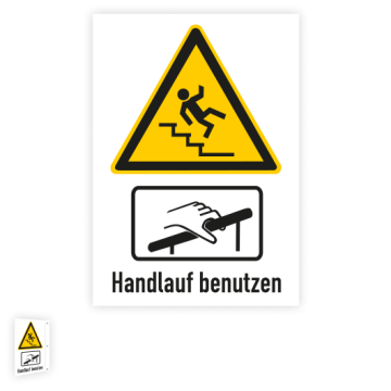 Warnschild, Warnung vor Sturzgefahr auf Treppe, praxisbew.,