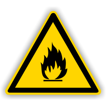 Warnschild, Warnung vor feuergefährlichen Stoffen, BGV A8