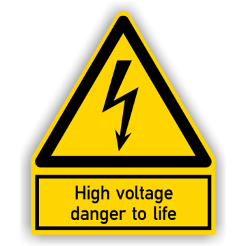 Warnschild, High voltage danger to life, ISO 7010