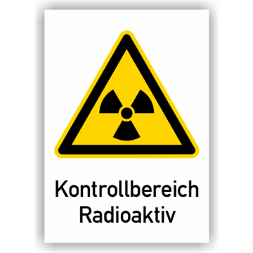 Warnschild, Kontrollbereich Radioaktiv, DIN 25430