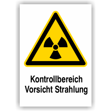 Warnschild, Kontrollbereich Vorsicht Strahlung, DIN 25430