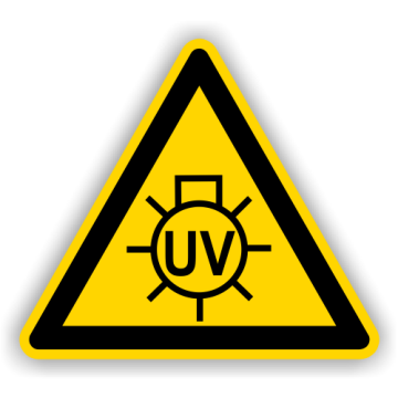 Warnschild, Warnung vor UV-Strahlung, praxisbewährt
