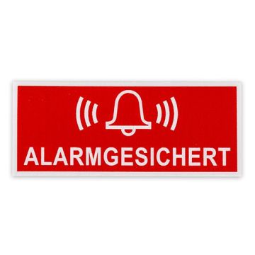 Warnschild, Alarmgesichert, praxisbewährt, Aufkl. auf Bogen, Folie, 30 x 70 mm