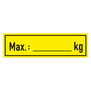Regalbelastungsaufkleber, kg maximal, Folie, gelb, 140 x 40 mm
