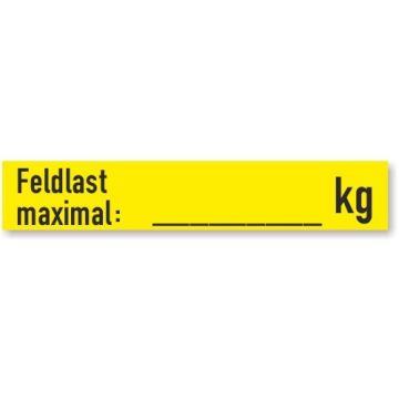 Regalbelastungsaufkleber, Feldlast maximal, Folie, gelb, 100 x 20 mm, 10 St./ Bogen