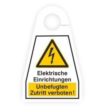 Türgriffschild, Elektr. Einrichtungen - Unbefugten Zutritt verboten!, Kunststoff, 100 x 160 mm