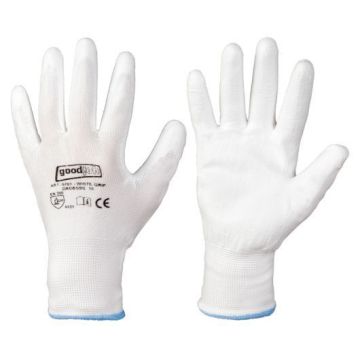 Schutzhandschuhe White Grip, Größe 6-11, aus Polyester, mit Innenhandbeschichtung, 12 Paar