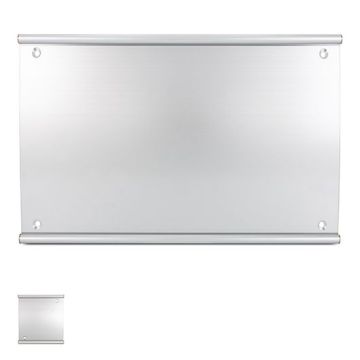 Türschild PRIMUS mit Abdeckscheibe, Querformat aus Aluminium, silber eloxiert,