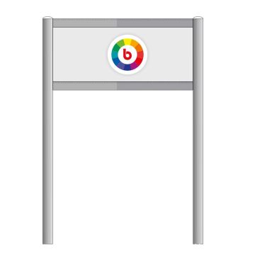 Firmenschild ALUCON Säulen Alu silber elox., inkl. Wunschlayout,Druckfläche 1235 x 485 mm, 2,0 m hoch