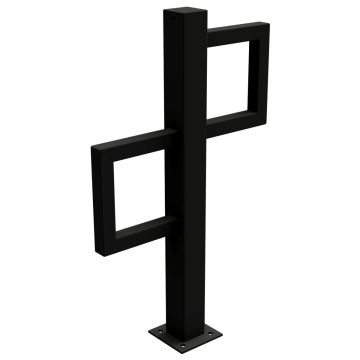 Einzelparker, Vierkantrohr 80x80x3mm, Höhe 900mm, Aufdübeln, seitliche Bügel 40x40mm, Tiefschwarz