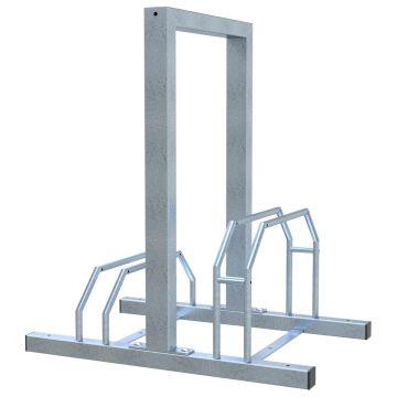 Fahrradständer mit Anlehnbügel, 700mm, Hoch-/ Tiefstellung, beidseitig, 2 Plätze, feuerverzinkt