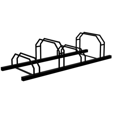 Fahrradständer, 4 Plätze, Reihenanlage, 1400x500 mm, Hoch-/Tiefstellung, beidseitig, Tiefschwarz