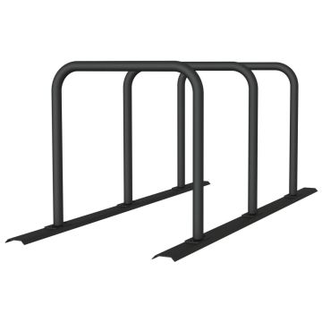 Anlehnbügel Schienensystem, 3 Bügel Stahlrohr Ø48 mm, 2100x800mm (LxB), zum Aufschrauben, grau