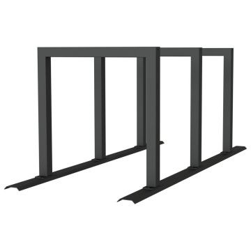 Anlehnbügel Schienensystem, 3 Bügel Stahlrohr 60x60 mm, 2100x800mm (LxB), zum Aufschrauben, grau
