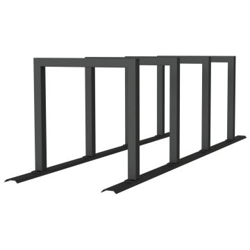 Anlehnbügel Schienensystem, 4 Bügel Stahlrohr 60x60 mm, 2800x800mm (LxB), zum Aufschrauben, grau