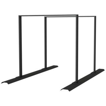 Anlehnbügel Schienensystem, 2 Bügel Flachstahl 50x12 mm, 1400x800mm (LxB), zum Aufschrauben, grau