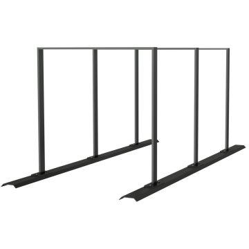 Anlehnbügel Schienensystem, 3 Bügel Flachstahl 50x12 mm, 2100x800mm (LxB), zum Aufschrauben, grau
