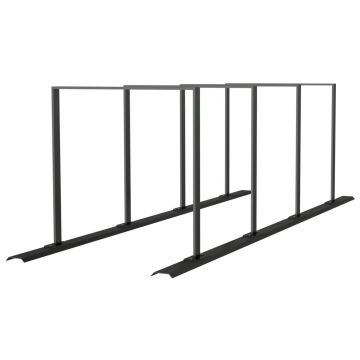 Anlehnbügel Schienensystem, 4 Bügel Flachstahl 50x12 mm, 2800x800mm (LxB), zum Aufschrauben, grau