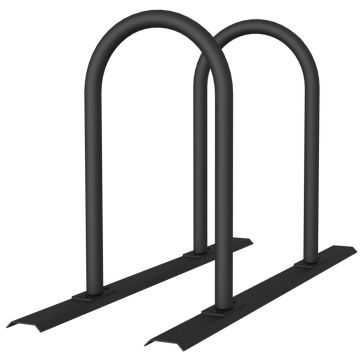 Anlehnbügel Schienensystem, 2 Bügel Rundrohr Ø48 mm, 1400x460mm (LxB), zum Aufschrauben, grau