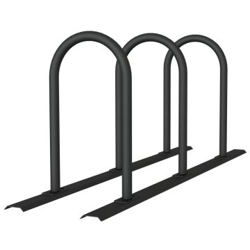 Anlehnbügel Schienensystem, 3 Bügel Rundrohr Ø48 mm, 2100x460mm (LxB), zum Aufschrauben, grau