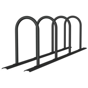 Anlehnbügel Schienensystem, 4 Bügel Rundrohr Ø48 mm, 2800x460mm (LxB), zum Aufschrauben, grau