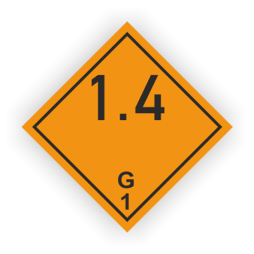 Gefahrzettel Klasse 1.4 G, Explosive Stoffe, Aufkleber, Folie, 100 x 100 mm, 10 St./ VE