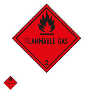 Gefahrzettel, Klasse 2.1, FLAMMABLE GAS, Aufkleber, Folie, Verschiedene Ausführungen