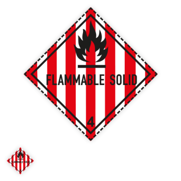 Gefahrzettel Klasse 4.1, FLAMMABLE SOLID, Aufkleber, Folie, Verschiedene Ausführungen