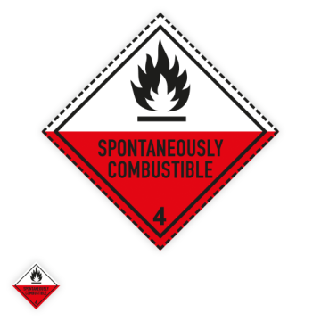 Gefahrzettel Kl. 4.2, SPONTANEOUSLY COMBUSTIBLE, Aufkleber, Folie, Verschiedene Ausführungen