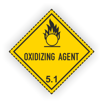 Gefahrzettel Klasse 5.1, OXIDIZING AGENT, Aufkleber, Folie, 100 x 100 mm, 10 St./ VE
