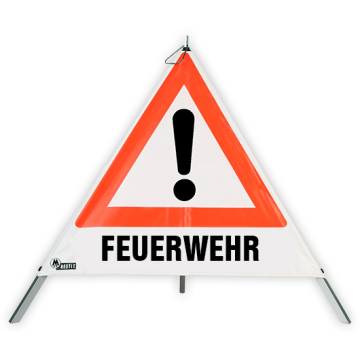 Warnpyramide, tagesleuchtend, SL 700 mm, VZ 101 Gefahrenstelle, Feuerwehr